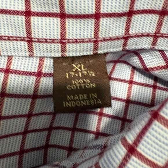 Tasso Elba Men's Red and White Checkered Shirt - Picture 3 of 4